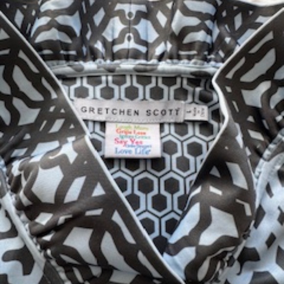 Gretchen Scott Jersey Ruffle Neck Blue Mini Dress - L (US 10) - Picture 6 of 7